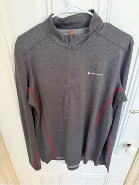 Men's Charcoal Quarter-Zip Technical Top with Red Accents